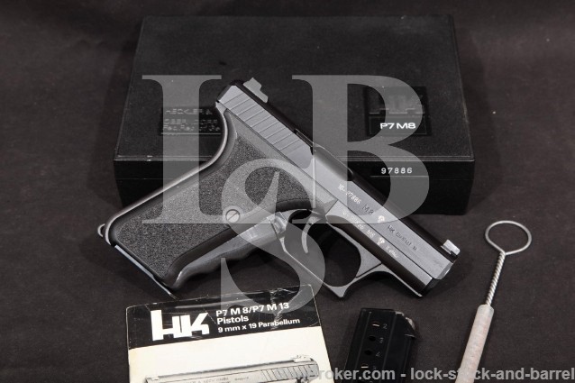 Heckler & Koch HK H&K Mdoel P7M8 Squeeze-Cock 9mm Semi-Auto Pistol, MFD 1988