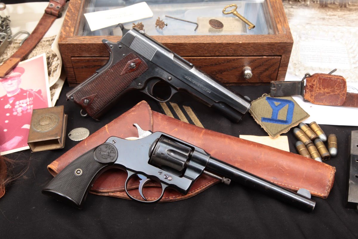 Colt Model 1911, Colt .38 Revolver & Sword Belonging to Lieutenant General Alfred F. Foote – With Personal Items