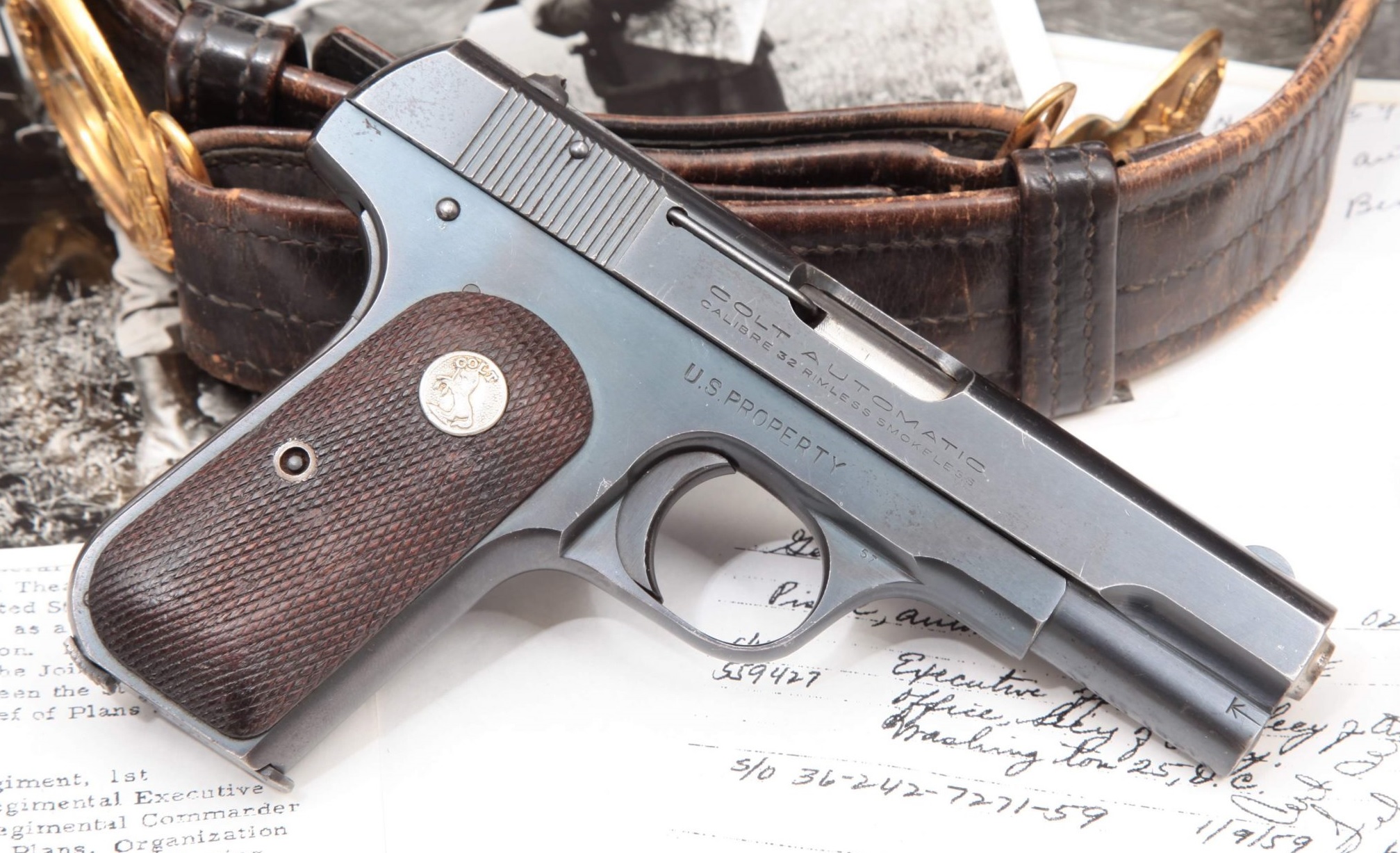 Colt Model 1903 General Officer's Pistol Issued to Major General Benjamin Franklin Taylor, WWII CBI