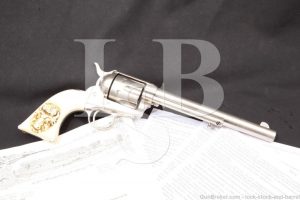 Rio Grande City 1876 Texas Border Troubles Inscribed Colt Single Action Army SAA Nickel .45 Revolver, MFD 1875 Antique
