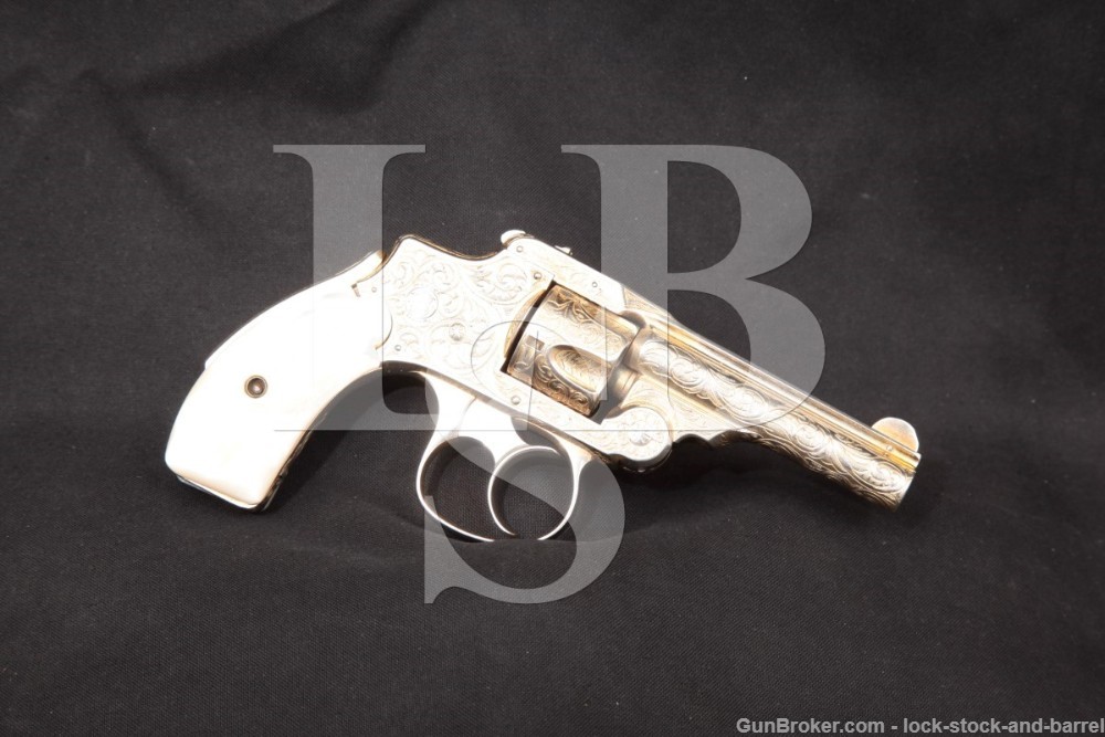 Engraved Gold Smith & Wesson .32 S&W Safety Hammerless 1st Model, Antique