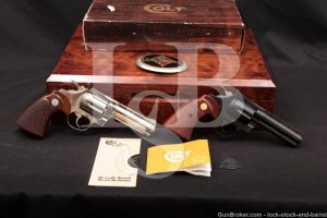 Pair Colt Diamondback 4" .22 LR Revolvers Blue & Nickel MFD 1976, 1978