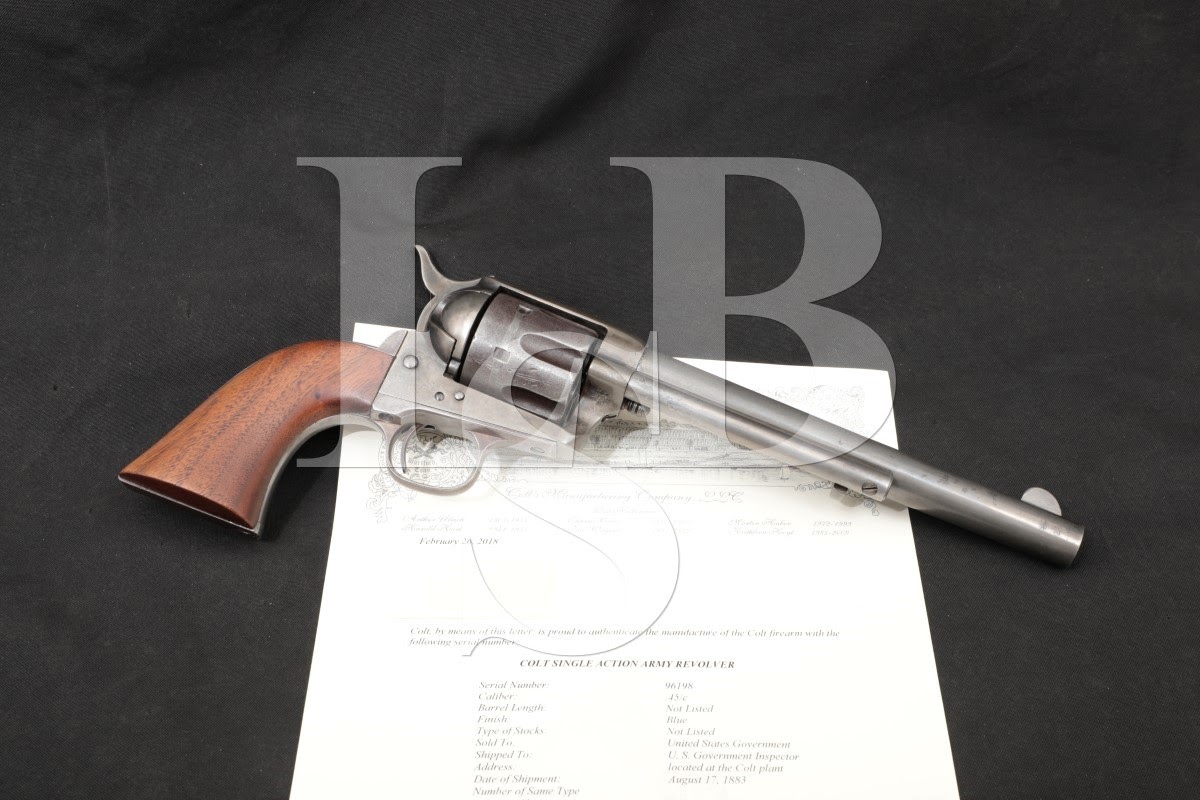 Colt US Model 1873 Single Action Army SAA 45 Revolver & Letter 1887 ...