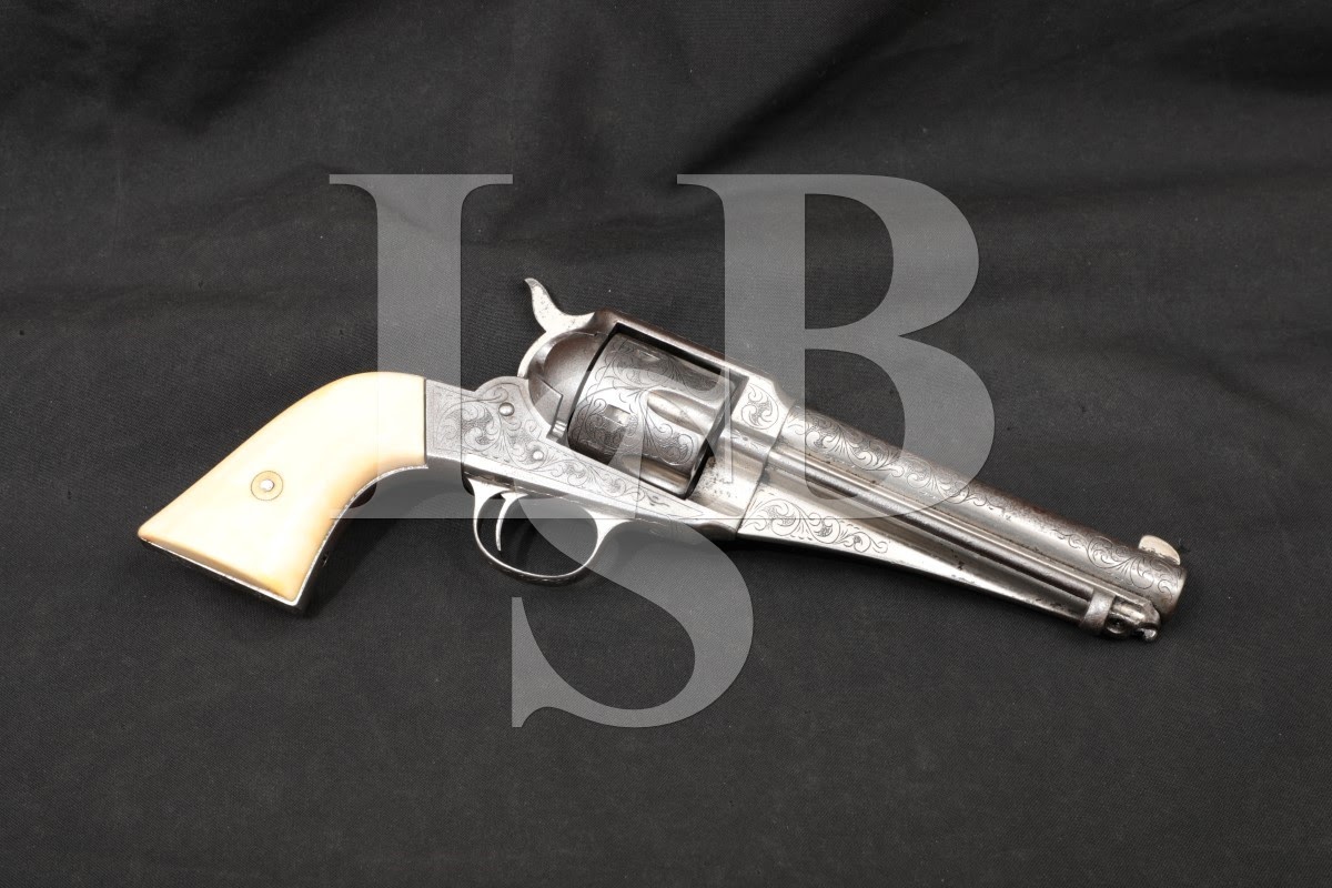 Engraved Remington 1875 Single Action Army .44-40 WCF 5.5″ Revolver Antique