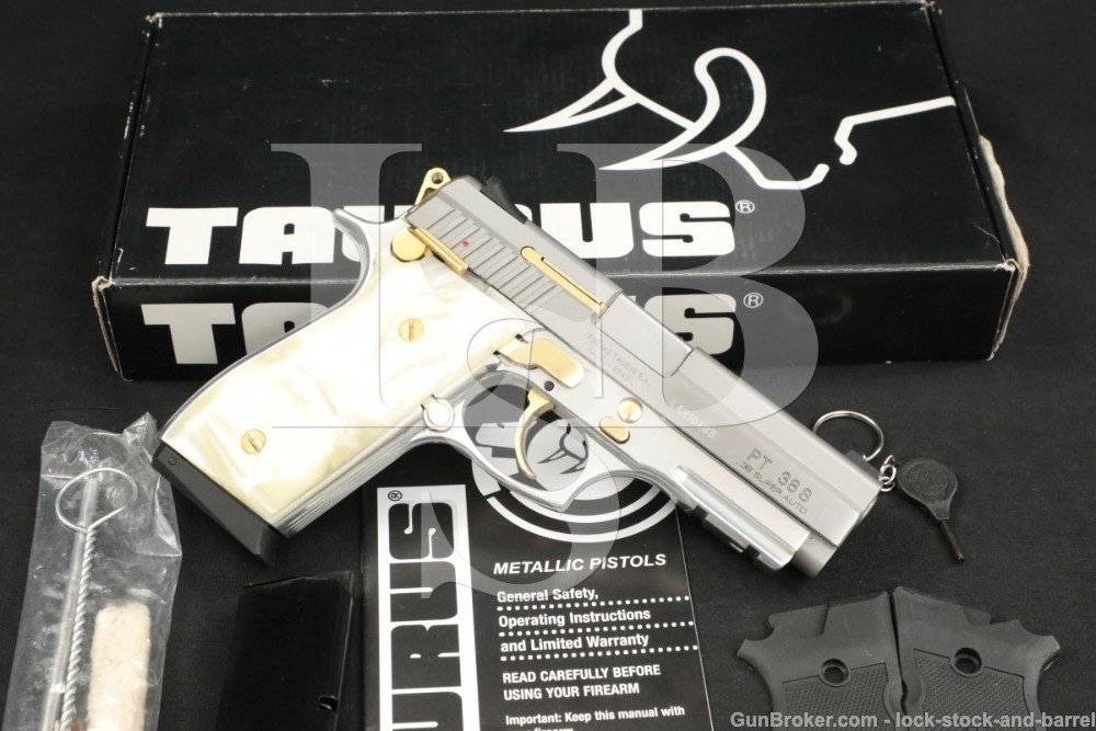 Taurus Model PT38S PT-38-S Stainless & Gold .38 Super Semi-Automatic Pistol