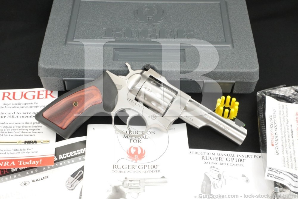 Ruger GP100 10 SHOT! .22LR 4″ Stainless Revolver MFD 2017 KSP-22-4