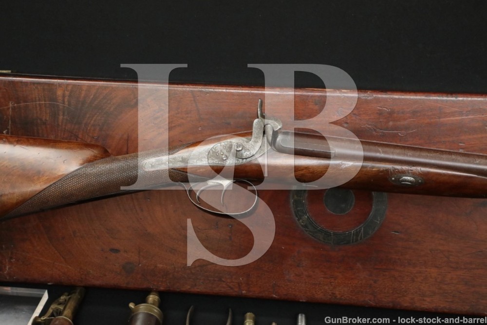 Joseph Manton & Son Back-Action 12 GA Percussion SXS Shotgun, 1830s Antique