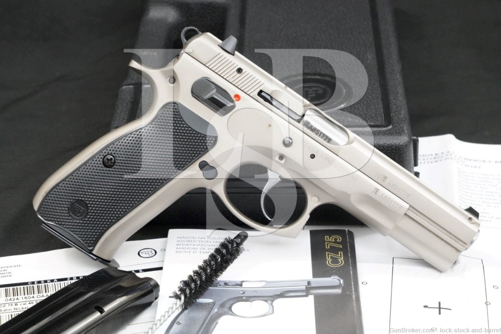 CZ 75 B 75-B .40 S&W Satin Nickel Semi-Automatic Pistol, MFD 2010