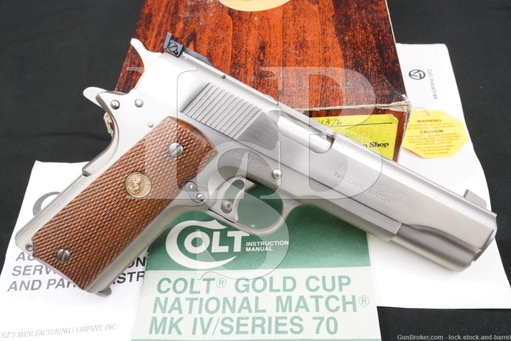 Colt Series 70 Gold Cup National Match E Nickel 1911 45 Acp Pistol Candr Lock Stock And Barrel 1440