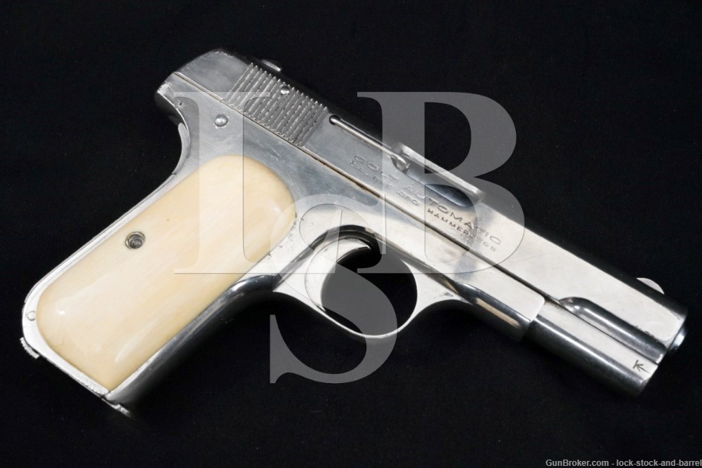 Colt Model 1908 Pocket Hammerless .380 ACP Nickel Semi-Auto Pistol 1926 C&R