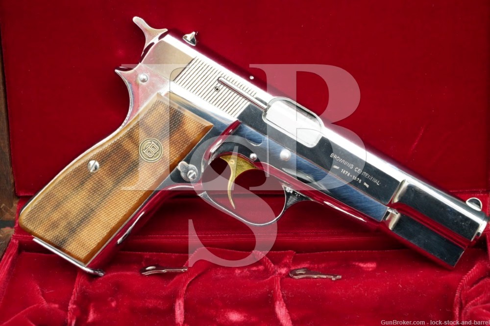 FN Browning Hi-Power Centennial 1878-1978 9mm Nickel Semi-Automatic Pistol