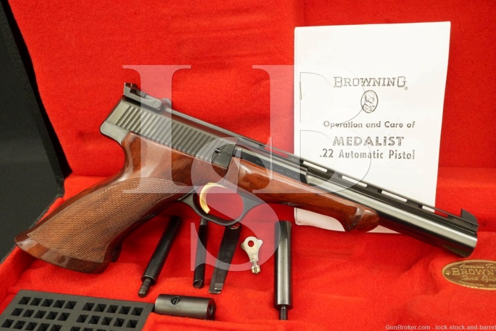 1st Year Browning Medalist .22 LR Case & Weights Target Pistol MFD 1962 C&R