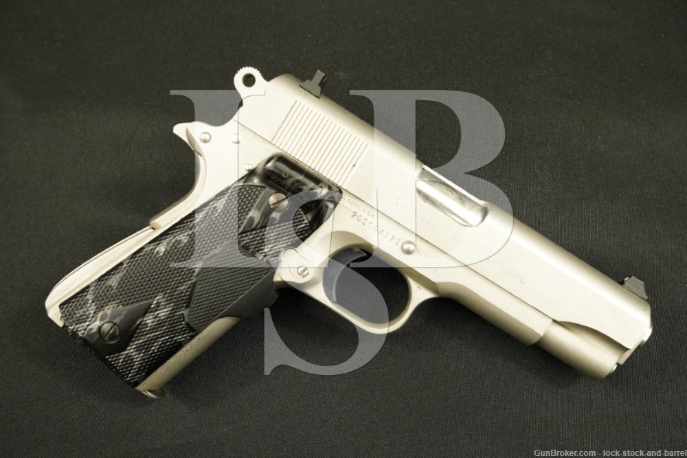 Colt Combat Commander .45 ACP 4.25″ 1911 Nickel Semi-Auto Pistol 1982