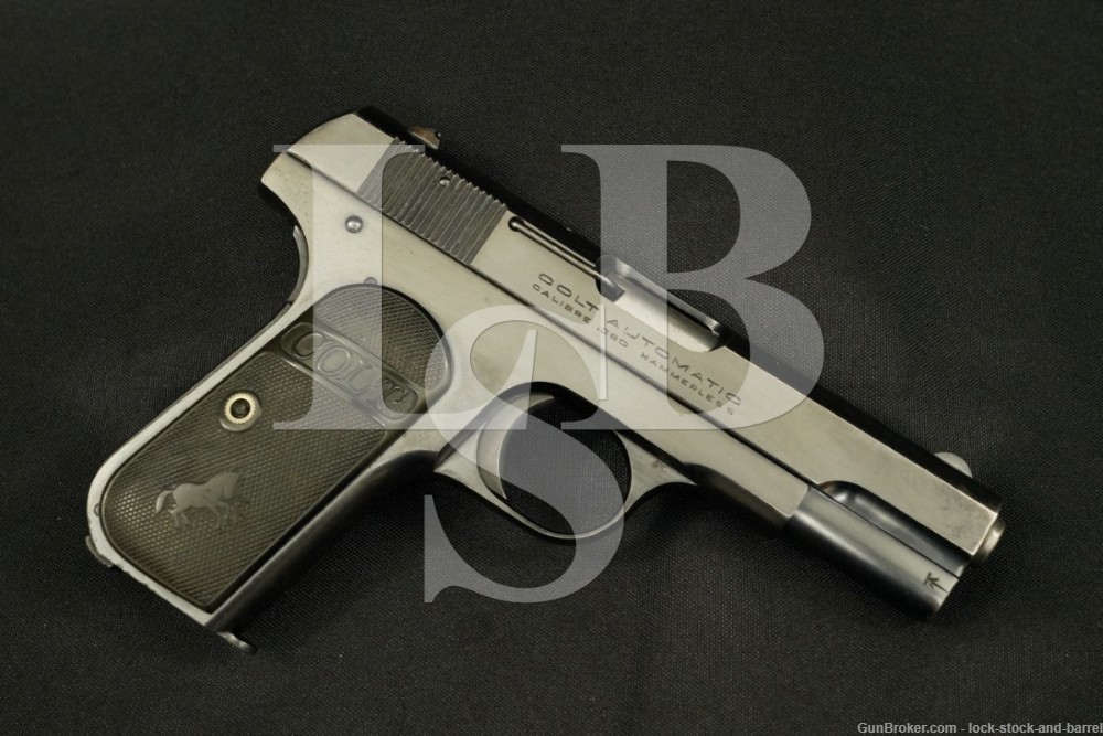 Colt Model 1908 M1908 Pocket Hammerless .380 ACP Semi-Auto Pistol, 1923 C&R