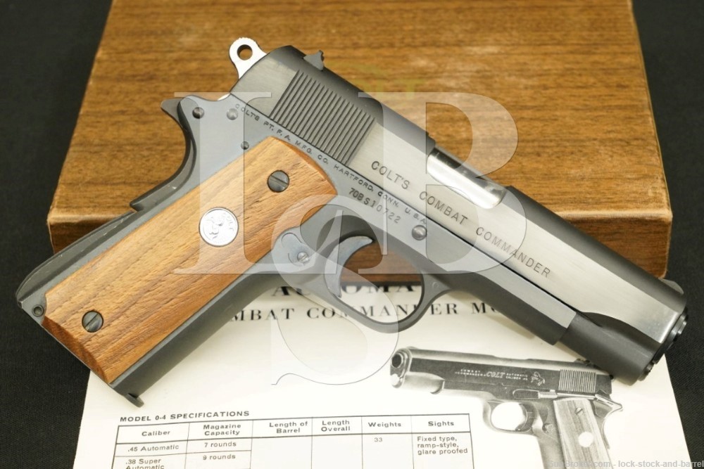 Colt Combat Commander 45 Acp 425″ 1911 Semi Automatic Pistol Mfd 1972 Lock Stock And Barrel 7804