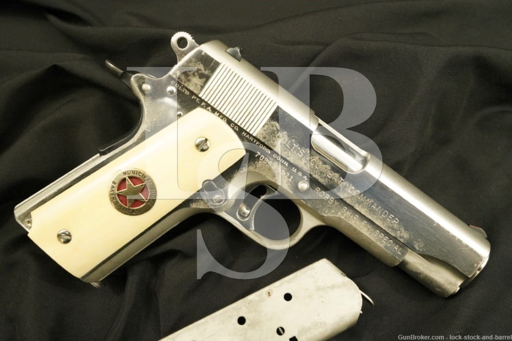 Robby Shipley Special Custom Colt Combat Commander Nickel .45 Pistol