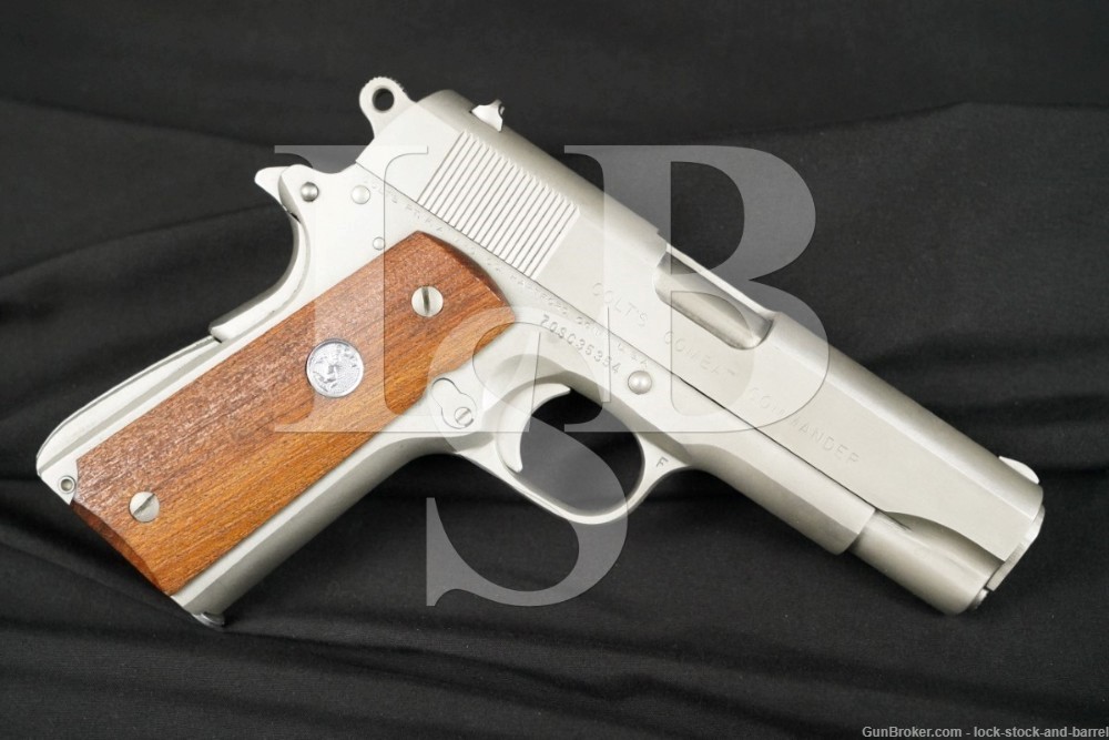 Colt Combat Commander 4.25″ Nickel 1911 .45 ACP Semi-Auto Pistol 1974