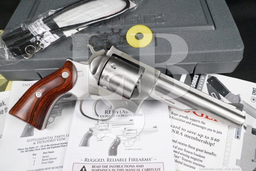 RUGER Redhawk 05060 357 Magnum DA/SA Double Revolver, 2018 8-Shot Stainless