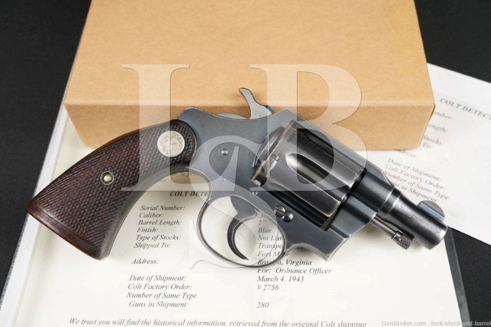 WWII U.S. Colt Detective Special 2" .38 Spl Revolver & Letter, 1943 C&R