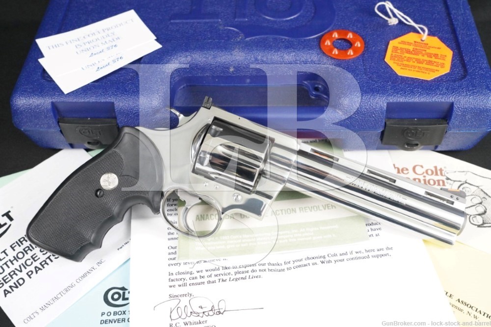 Colt Anaconda 6″ Bright Stainless 6″ .44 Magnum SA/DA Revolver, MFD 1992