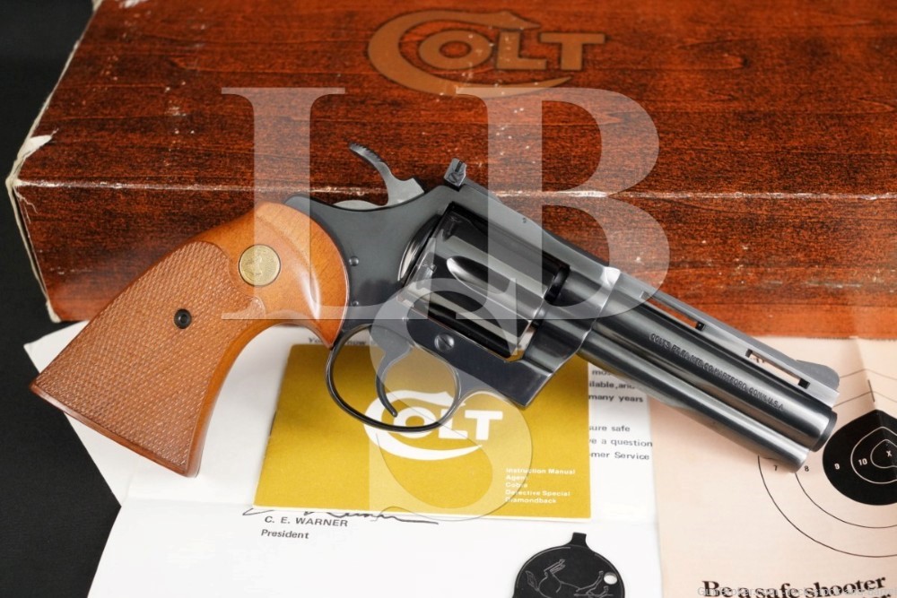 Colt Diamondback D5140 .22 LR 4″ Double Action Revolver & Box, 1977 NO CA