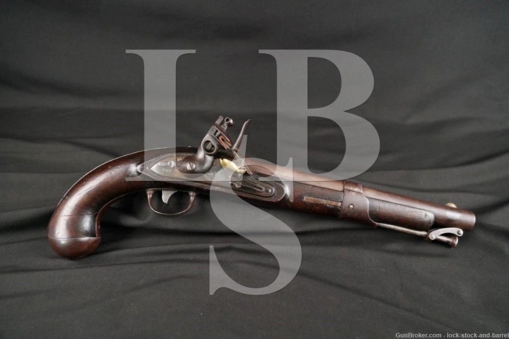 Simeon North US Model 1819 .54 Cal. Flintlock Muzzleloader Pistol Antique