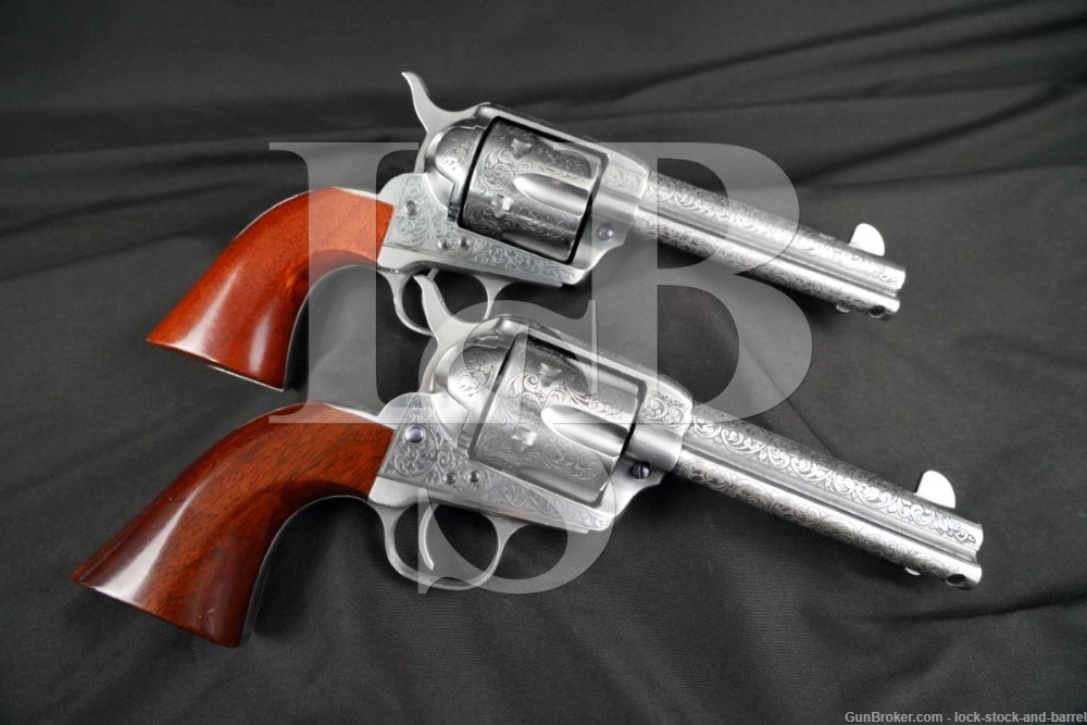 Uberti Cattleman 1873 Single-Action Army Pair .45 Colt Engraved Revolvers