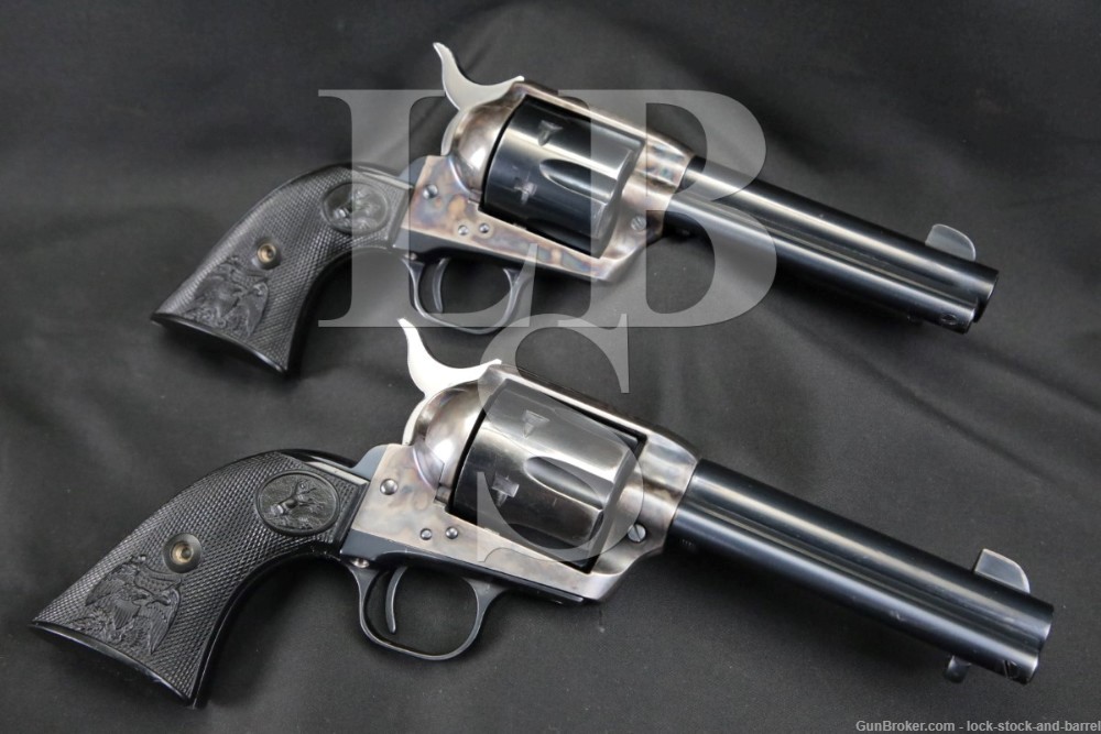 Pair Colt 3rd Gen Single Action Army SAA 4 3/4″ .44 Special Revolvers, 1979