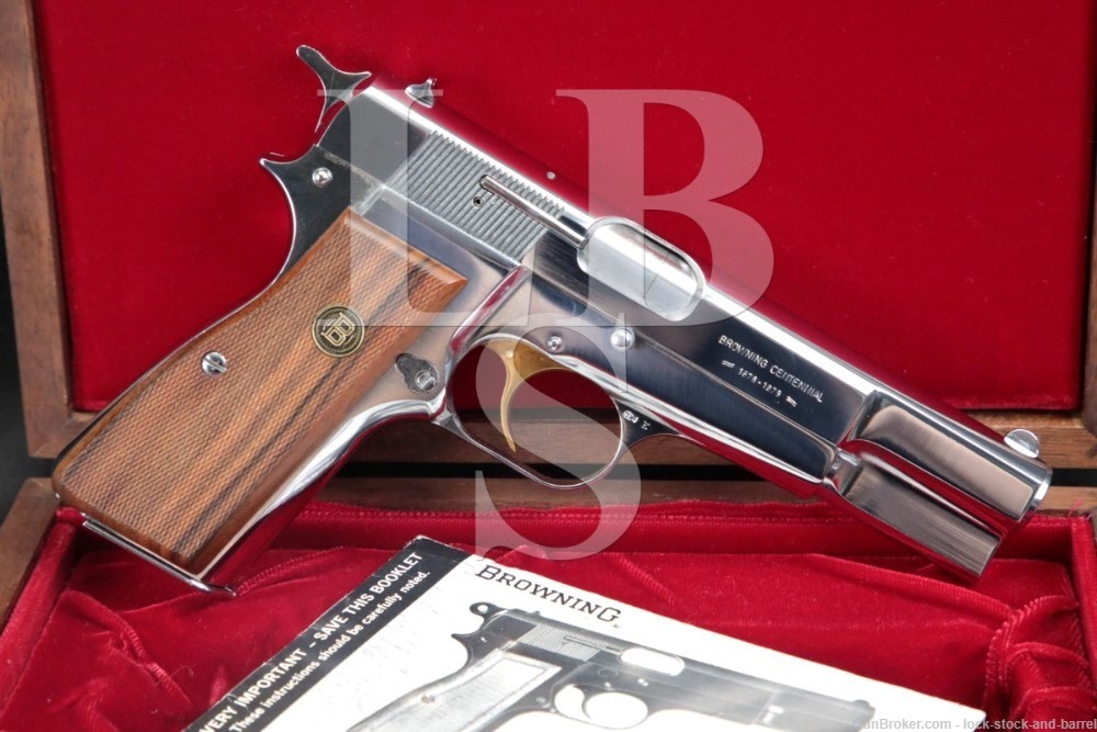 FN Browning Hi-Power Centennial 9mm Nickel Semi-Automatic Pistol, MFD 1978