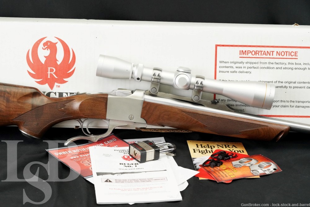 Ruger No.1 (11366) 22″ .250 Savage Single Shot Falling Block Rifle w/ Scope