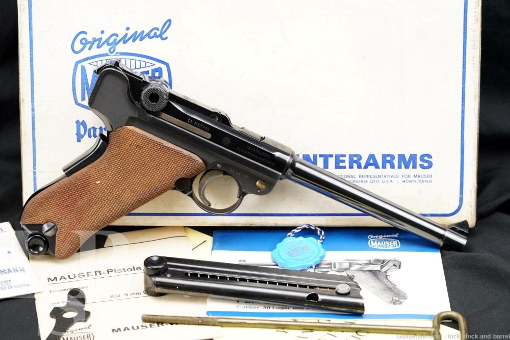 Mauser Post-War American Eagle 6″ 9mm Luger Semi-Automatic Pistol & Box C&R