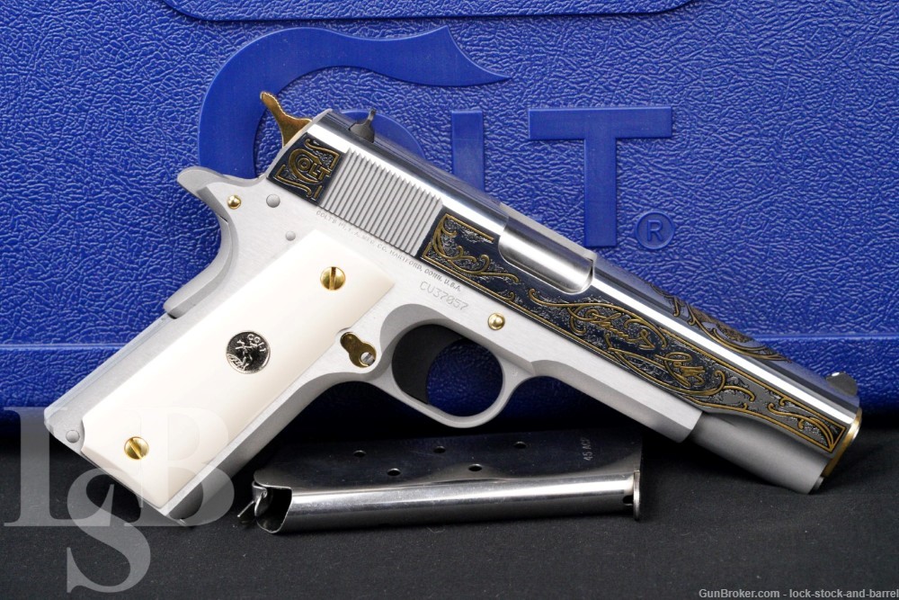 Lew Horton Samuel Colt Bicentennial Stainless 1911 .45 ACP Pistol