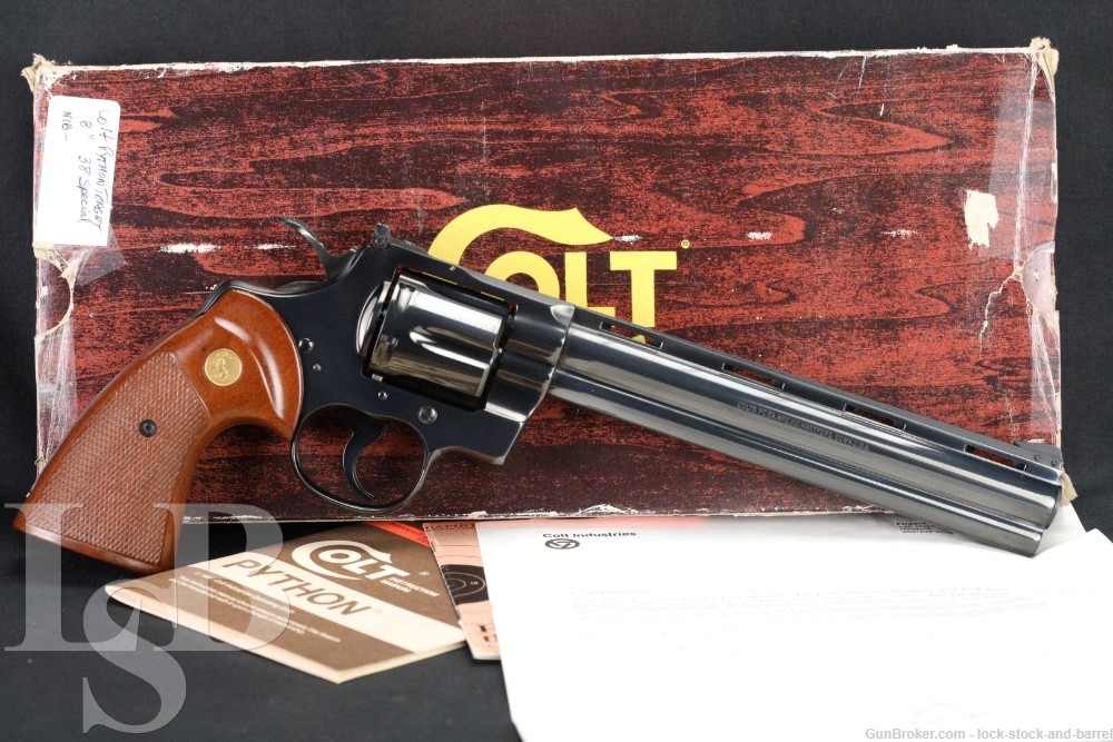 Rare Colt Python Target Model I3682 8″ Blue .38 Special Revolver 1980