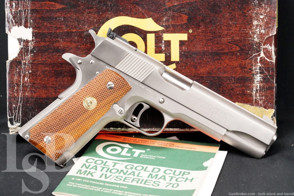 Colt Series 70 Gold Cup National Match Nickel 1911 .45 ACP Pistol, 1982 C&R