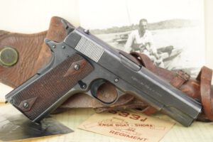1918 WWI COLT MODEL OF 1911 US ARMY WITH WWII WAKAYAMA LANDING PLANS & REPORT