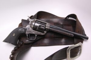 1ST GEN ABERCROMBIE & FITCH SHIPPED COLT SAA .45 COLT REVOLVER, RIG & LETTER