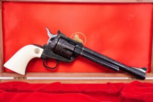 ANGELO BEE ENGRAVED 1962 COLT NEW FRONTIER .45 LC SINGLE ACTION REVOLVER & BOX