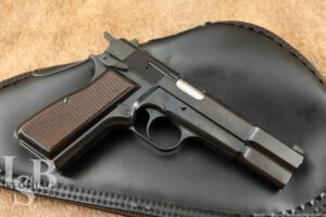 Browning Hi-Power Single Action 9mm 4.7” Semi Auto Pistol & Case, 1989