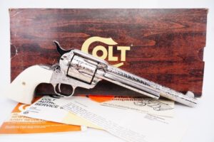 CLASS D ENGRAVED COLT 3RD GENERATION SINGLE ACTION ARMY .45 REVOLVER & BOX
