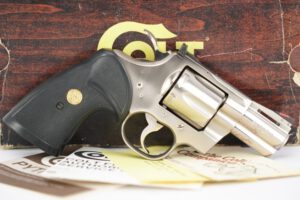 COLT E-NICKEL PYTHON .357 DOUBLE ACTION REVOLVER, MODEL I3820 & BOX