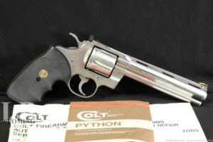 Colt Python Model I3060 Stainless 6" .357 Magnum SA/DA Revolver, 1989