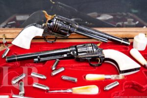 Custom Engraved Cased Pair Colt Single Action Army 7.5" .45 Revolvers, 1978