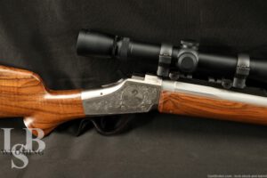Custom Engraved Falling Block Works Mod J 22BR REM 1885 Highwall W/Leupold