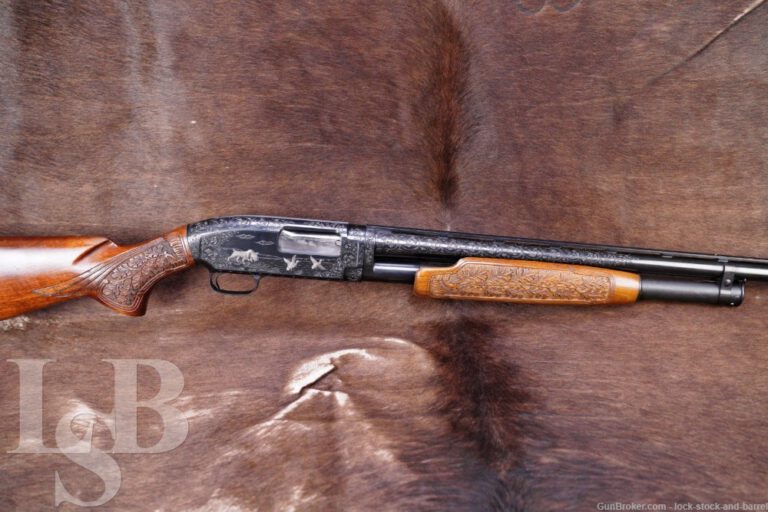 Custom Engraved Winchester Model 12 28″ 12 GA Pump Action Shotgun, 1958 ...