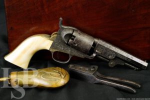 Factory Gustav Young Engraved Colt 1849 Pocket Revolver & Case, MFD 1856