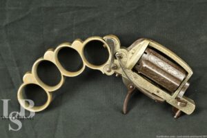Folding Apache Knuckleduster Pinfire Revolver/Knife/Brass Knuckles, Antique