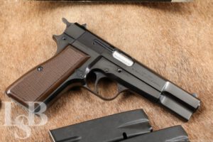 LNIB Browning Hi-Power Single Action 9mm 4.7” Semi Auto Pistol & Case, 1986