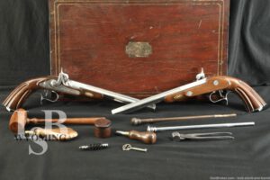 Lepage Styled Percussion Black Powder Dueling Pistols Set .45 Cal w/ Case