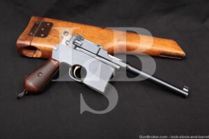 Mauser Model 1896 C96 Broomhandle 7.63mm .30 Semi-Auto Pistol 1899-1902 C&R Slab Side Flat Panel Large Ring Four-Groove 5 1/2"