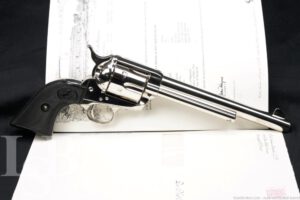 Nickel Colt 2nd Gen Single Action Army SAA .45 Revolver & Letter, 1957 C&R